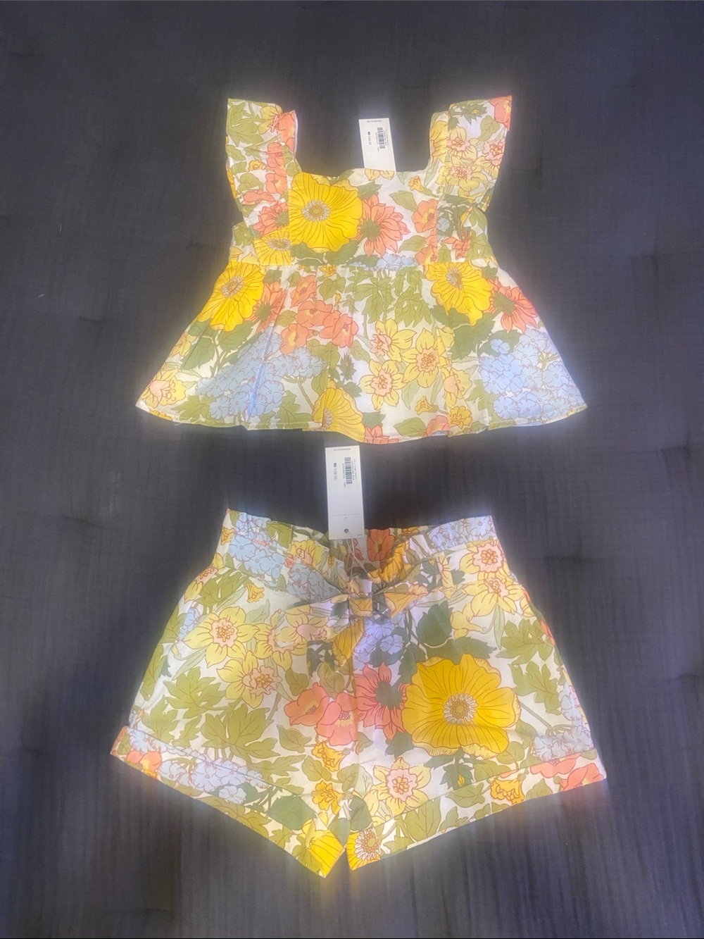Janie and Jack Floral Two-Piece Set - Yellow, Green, Blue